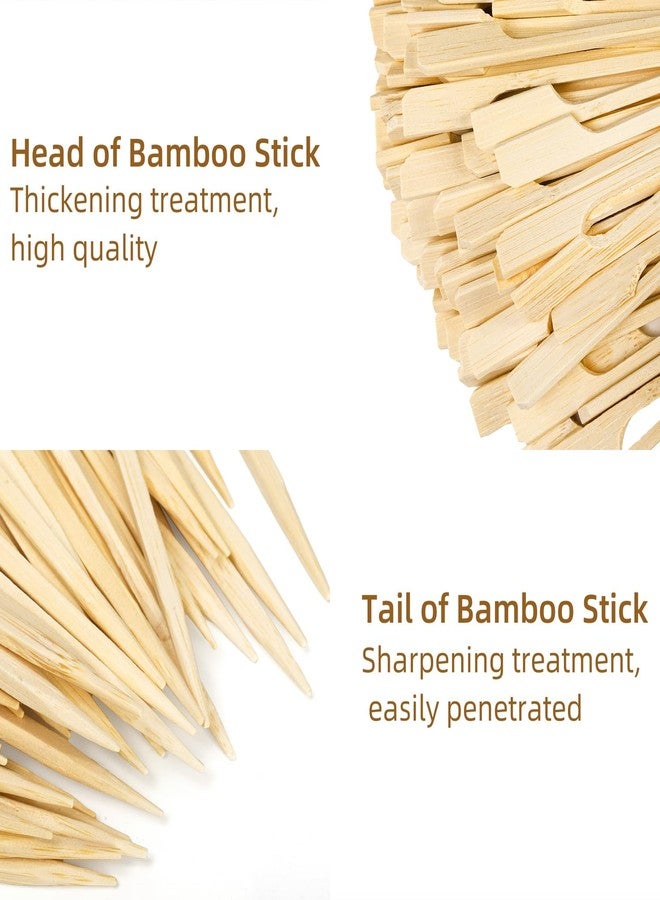 Acshio 2000 Pieces Bamboo Skewers for Appetizers, 3.5 Inch Bamboo Paddle Wood Picks, Wide Flat Natural Cocktail Picks Fruit, Grilling, Appetizers, Sandwich, Barbecue, Snacks - Image 5